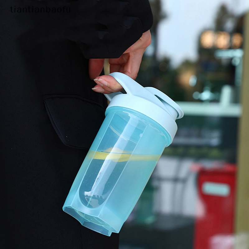 [tiantianbaofu] Botol Pengocok Bubuk Portabel Botol Air Anti Bocor Untuk Gym Fitness Training Sport Mixing Cup Dengan Skala Butik