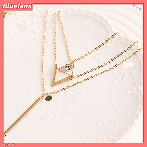 [BLS] Wanita Multilayer Mutiara Imitasi Berlian Imitasi Liontin Choker Rantai Kalung Perhiasan