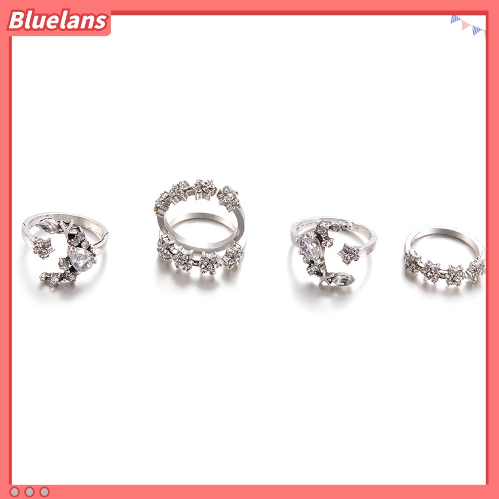 [BLS] 5pcs Cincin Ringan Berlian Imitasi Bahan Alloy Cincin Jari Untuk Club