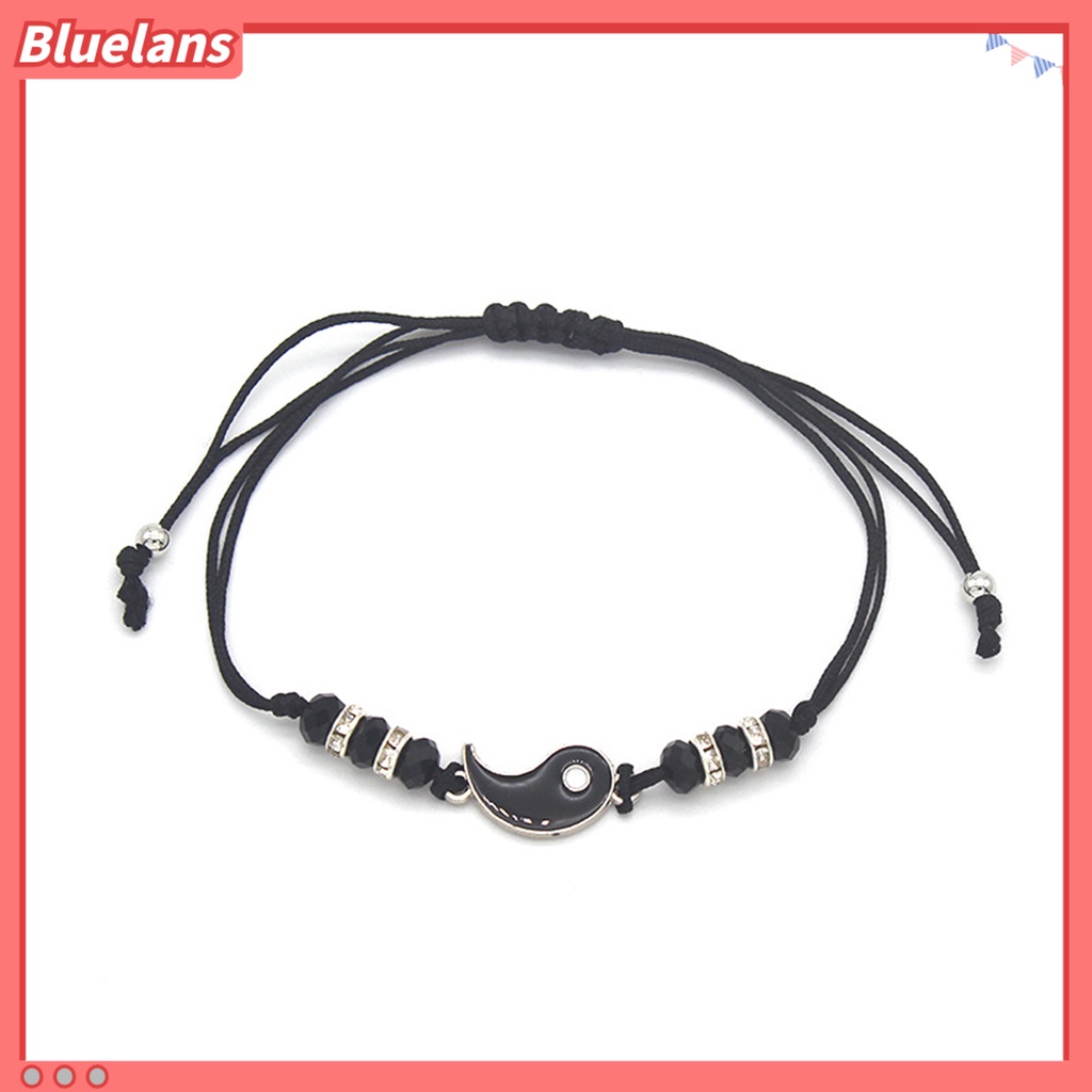 [BLS] 2pcs Gelang Couple Adjustable Bahan Alloy Anti Karat Tidak Luntur Gaya Gelang Liontin Untuk Wanita