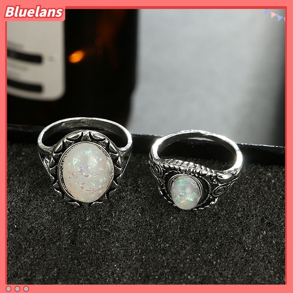 [BLS] 8pcs /Set Cincin Jari Electroplating Desain Timbul Gaya Vintage Peal Palsu Cincin Buku Jari Antik Untuk Pacaran