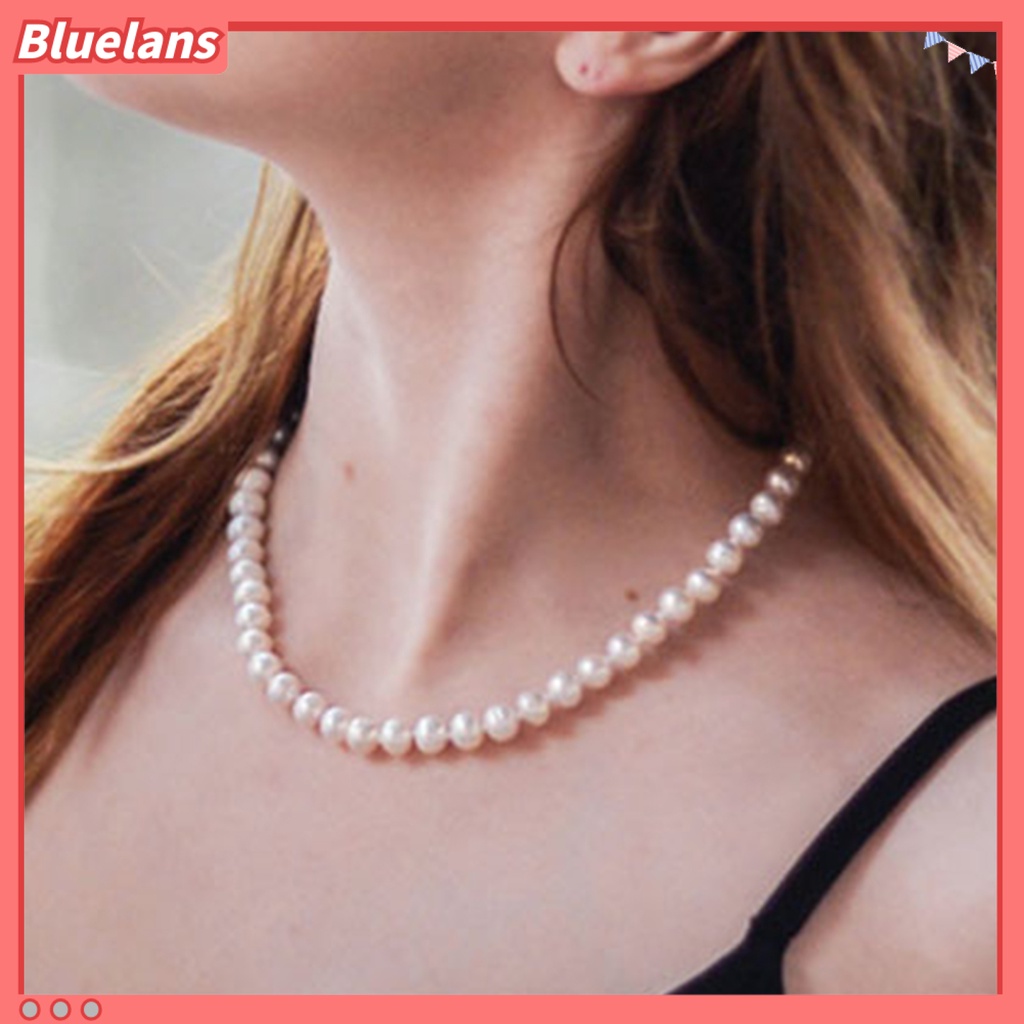 [BLS] Choker Kalung Royal Permukaan Halus Indah Imitasi Mutiara Simetris Kalung Pengantin Perhiasan Pernikahan