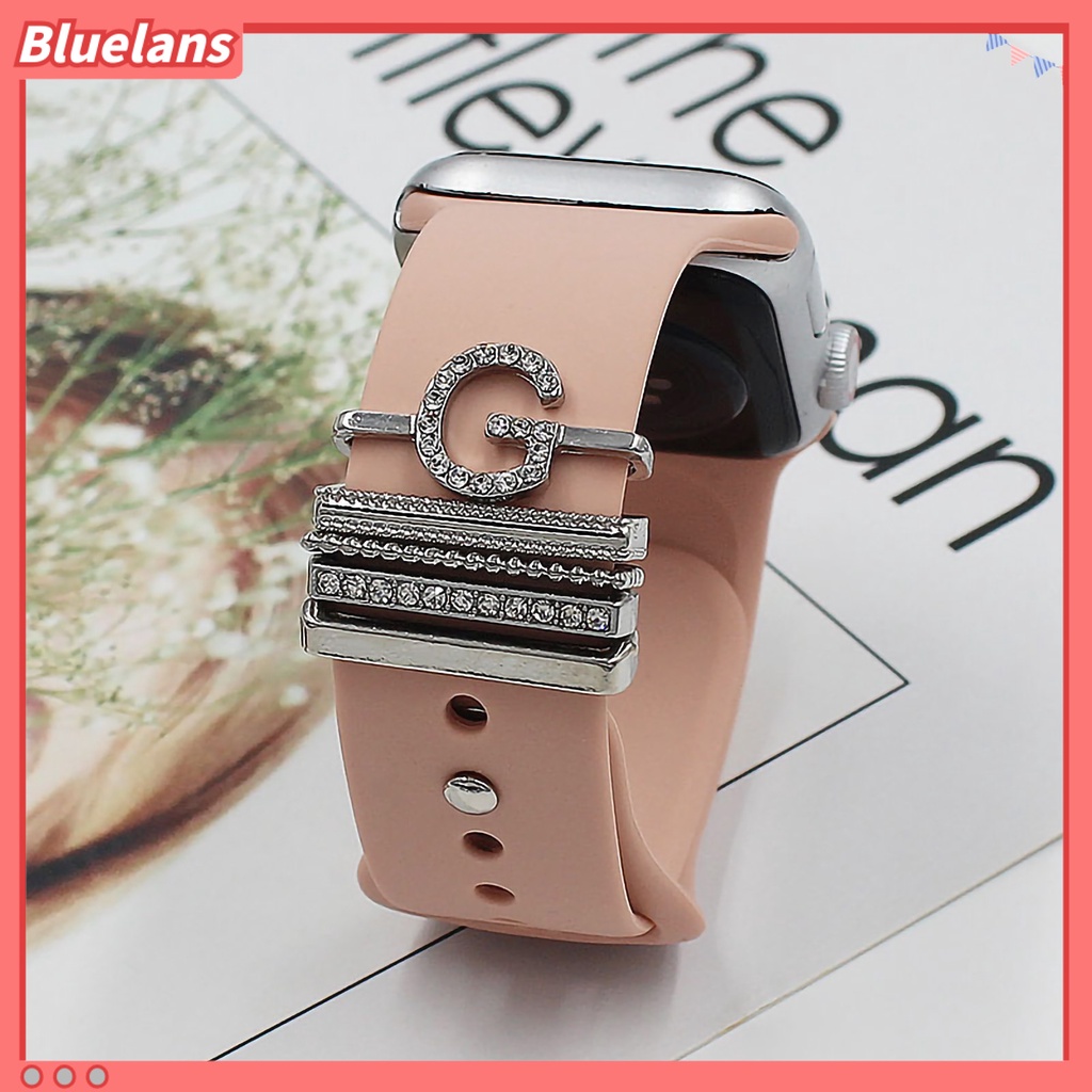 [BLS] 5pcs/set Watch Band Loop Multi--styles Polished Charm Alloy Berlian Imitasi Fashion Surat Jam Tangan Tali Pengikat Cincin Aksesoris Jam Tangan