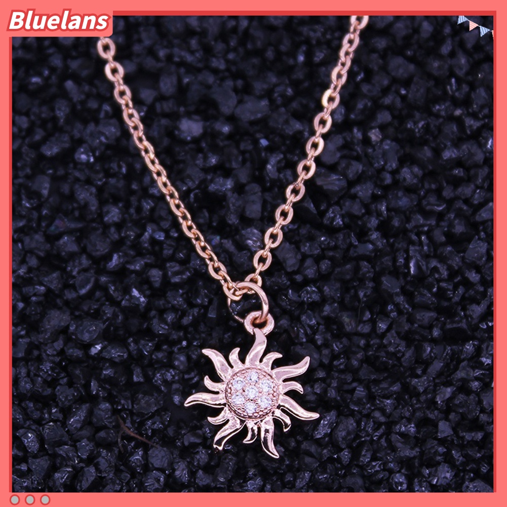 [BLS] Fashion Perhiasan Wanita Berlian Imitasi Mengkilap Matahari Liontin Kalung Hadiah Natal