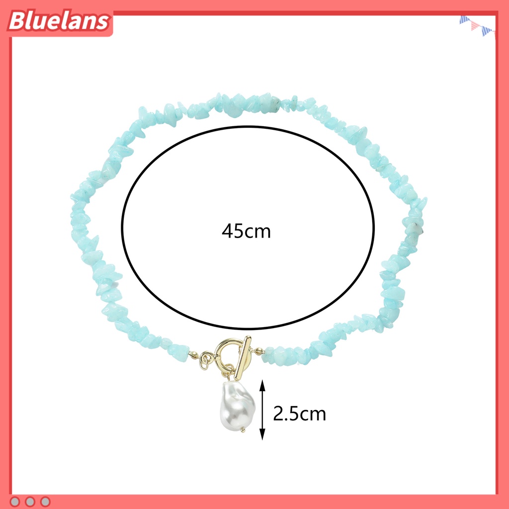 [BLS] Wanita Kalung Tidak Teratur Warna-Warni Batu Alam Manik-Manik Rantai Gaun Elegan Fashion Perhiasan Batu Kalung Mutiara Imitasi Klavikula Rantai Perhiasan Hadiah