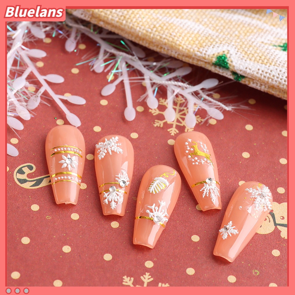 [BLM] Stiker Kuku Efek 3D Tidak Luntur Perekat Diri DIY Mini Snowflakes Slider Natal Stiker Kuku Timbul Untuk Perempuan
