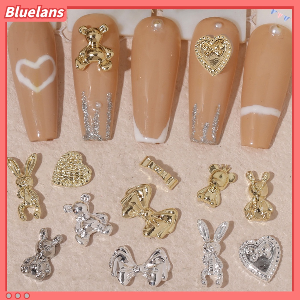 [BLM] 10pcs Hiasan Kuku Gloss Tidak Jatuh Tiga Dimensi DIY Mempesona Efek Visual Jantung Busur Beruang Kelinci Kuku Paduan Dekorasi Kuku Salon Pasokan