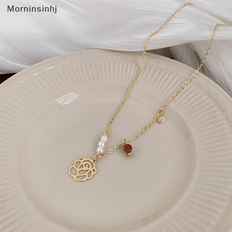 Mornin Fashion Trendi Mengkilap Indah Kalung Cahaya Bunga Berongga Rantai Klavikula Untuk Wanita Pasangan Perhiasan Hadiah Pesta Ulang Tahun id