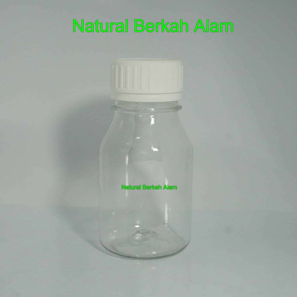 Botol PS 250 ml Natural Segel Kecil + Plug / Botol Plastik / Botol Kapsul 250 ml