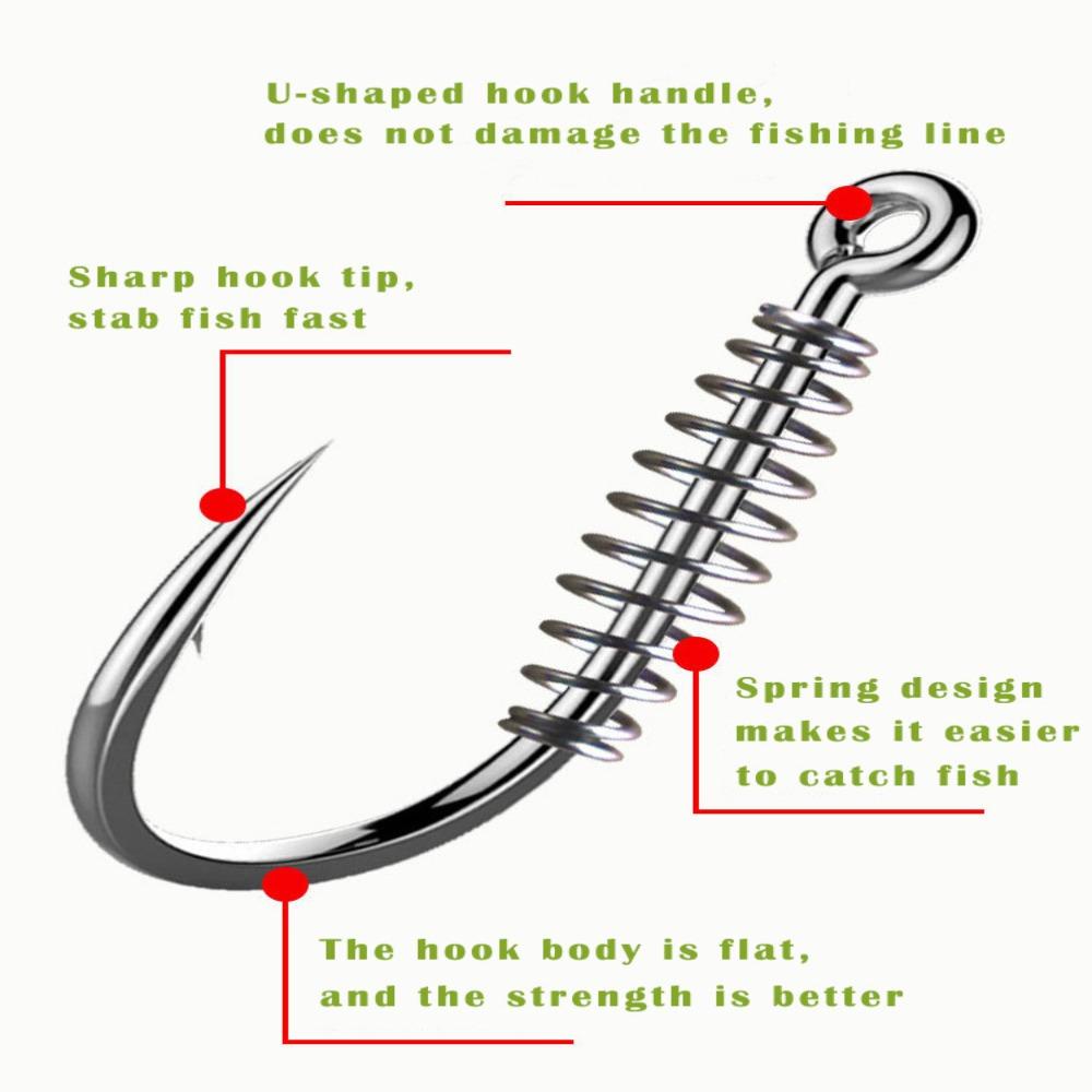 Lanfy Fishhooks 20PCS Air Tawar Karbon Tinggi Umpan Hidup Ujung Tajam Anti Karat Gepeng Body Fishhook