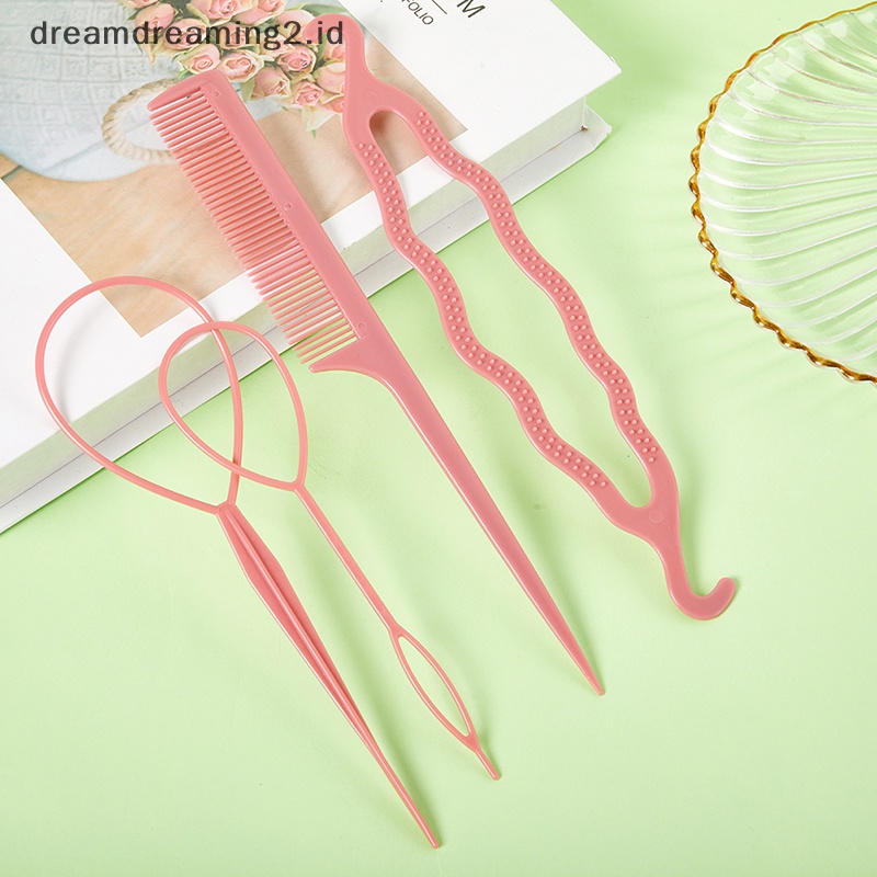 (drea) 4pcs Hair Disk Pull Hair Pin Klip Sisir Untuk Anak Perempuan Alat Styling Rambut Kit //