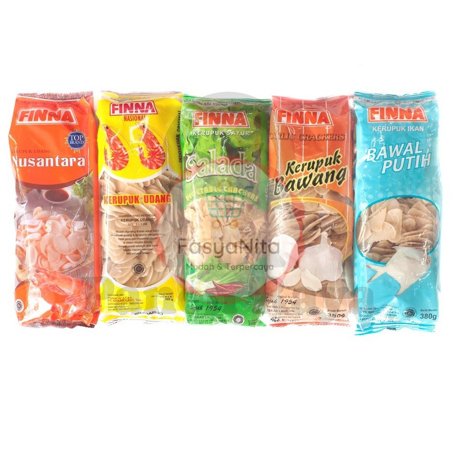 

Krupuk Finna Bawang / Ikan / Sayur / Udang Kerupuk Finna Mentah