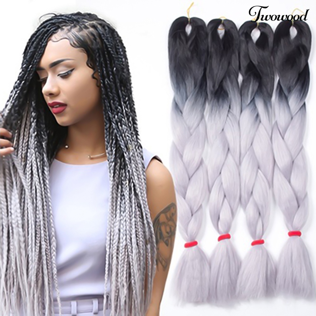 Twowood Wig Gradien Afrika Blackman Kepang Cosplay Perlengkapan Plaited Extension Rambut Imitasi Panjang Untuk Wanita