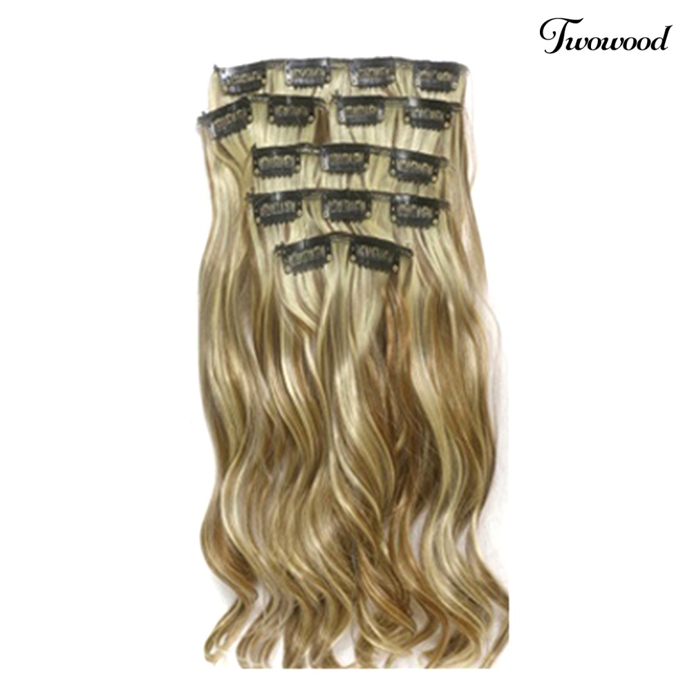 Twowood Fashion Lady 16jepit Sopak Wig Cosplay Panjang Keriting/Lurus Hair Extension