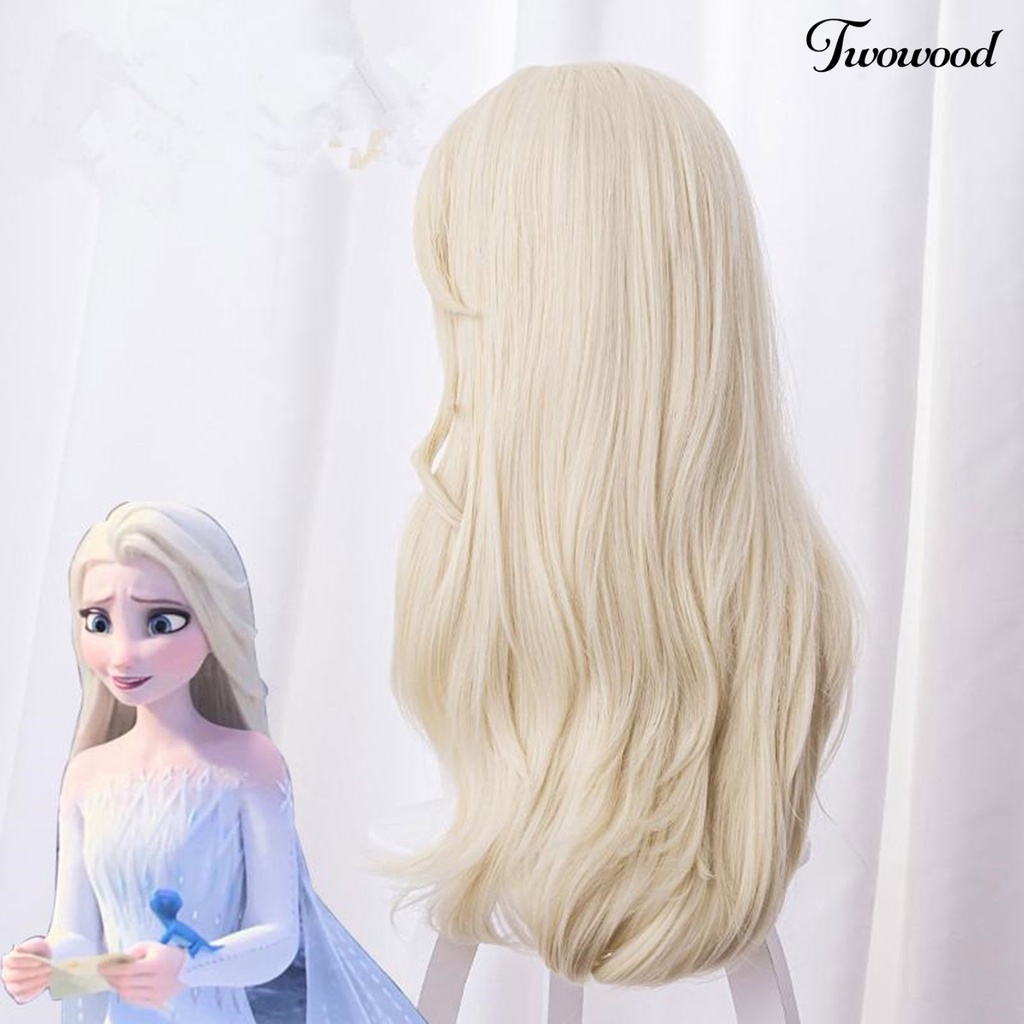 Twowood Wig Wavy Cosplay Curly Princess Wig Rambut Panjang Ratu Salju Putih Untuk Perempuan