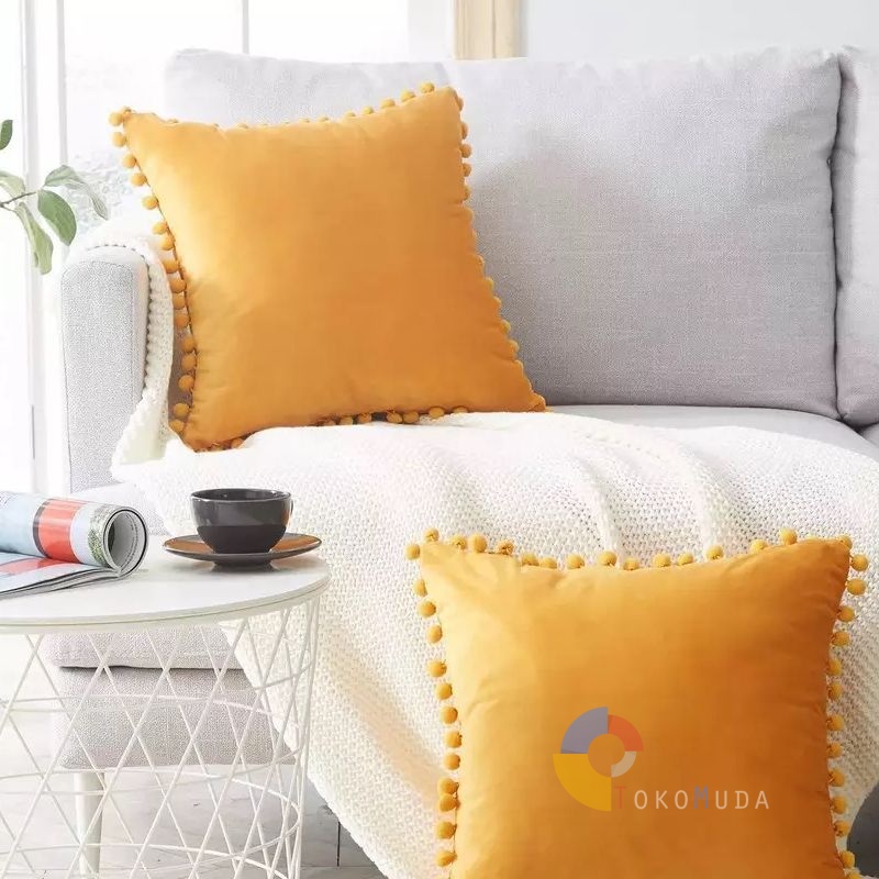 TOKOMUDA Sarung Bantal polos mewah 45x45 beludru