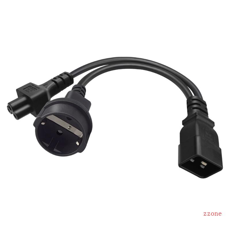 Zzz Y-splitter Adapter Line IEC320 C20 3-Pin Male to C5+EU4 8mm Female Kabel Listrik