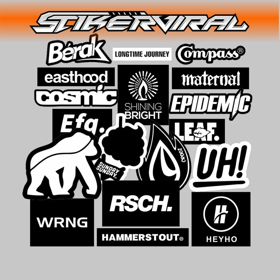 

STIKER PACK - BW 18pcs BRANDLOKAL - STIKER AESTHETIC LAPTOP, AKSESORIS HP, ANTI AIR, MOTIF,HELM.