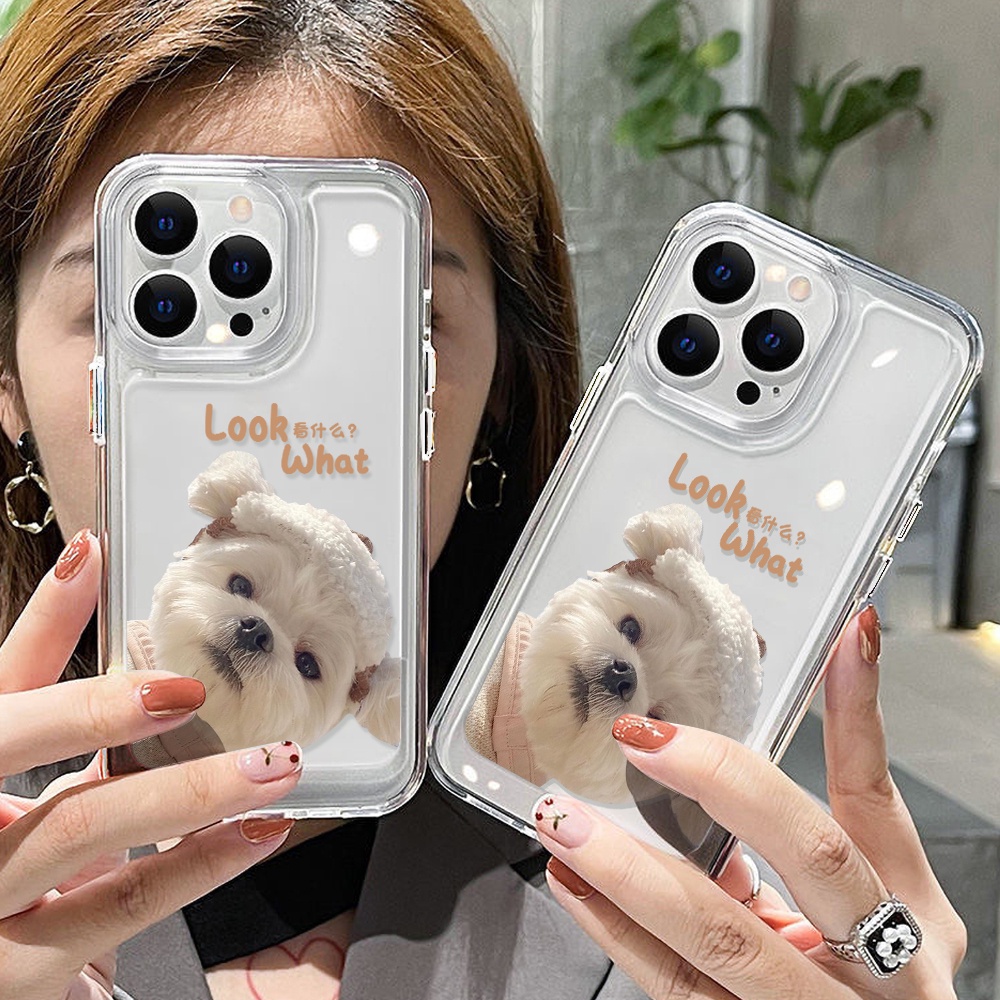 Case Anjing Lucu Untuk Oppo A16 A16K A16E A11K A11X A5S A12 A12S A15 A17 A17K A57 A54 A53 A52 A3S A5 A8 A9 A36 A37 A93 A96 A92 A72 A73 A74 A76 A77 Akrilik Space TPU Penutup Belakang