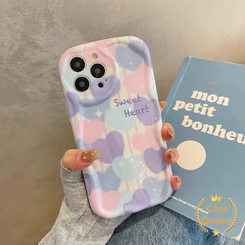 Bunga Tulip Segar Hijau Roti Bakar Roti 3D Wavy Curved Edge Glossy Case Untuk Redmi A1 9C NFC 9C 10A 10 A2 9A Redmi Note 11 8 9 11s Bunga Lukisan Cat Minyak Kelinci Lucu Love Heart Cover