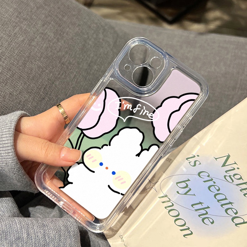 Case Kelinci Kartun Untuk Oppo Realme C11 C15 C2 C20 C21 C21Y C25Y C30 C31 C35 C55 10 Pro 9i 9Pro Q5i V23 V11 Reno8 7 6 6Pro Find X5 X5Pro 4SE Akrilik Ruang TPU Penutup Belakang