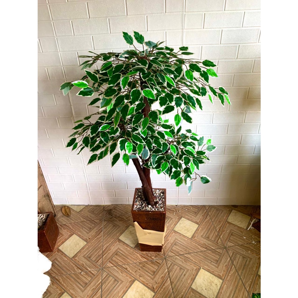 Pohon beringin 120 cm Artificial Pohon Pojok Ruangan Dekorasi Daun Plastik Hiasan dekorasi rumah poh