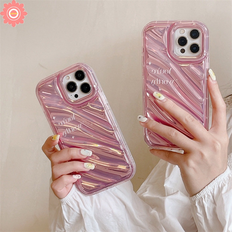 Casing Kartu Laser Mewah Kompatibel Untuk IPhone 7Plus 11 13 14 12 Pro Max7 8 6 6S Plus XR X XS MAX SE 2020 Fantasi Mutiara Shell 3D Stereo Korgasi Kreatif Huruf Sederhana Soft Cover