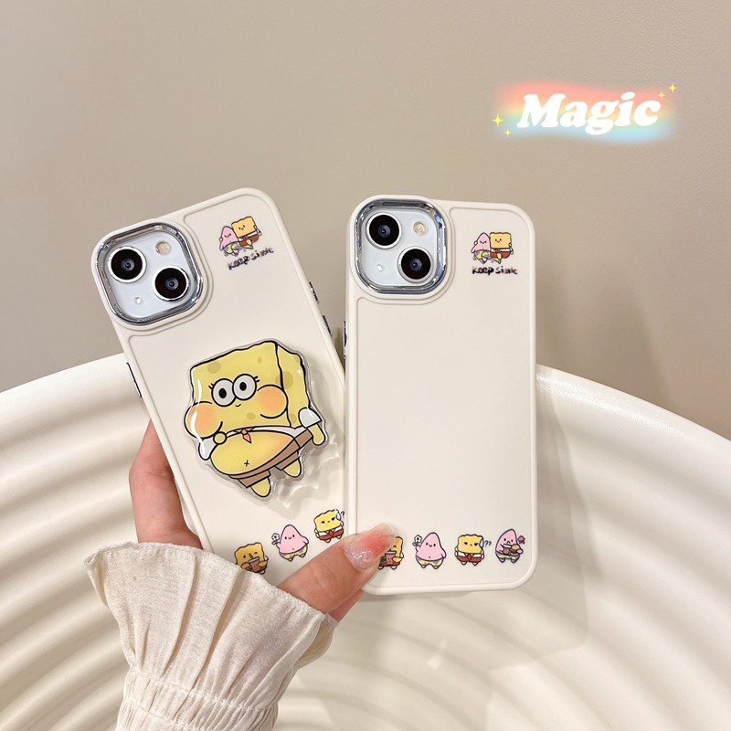 All New Metal Camera Skin Silicone Soft Case IPhone 11 12 13 14 Pro Max Women's Fashion Gift Cute Cartoon Phone Case Funny SpongeBob