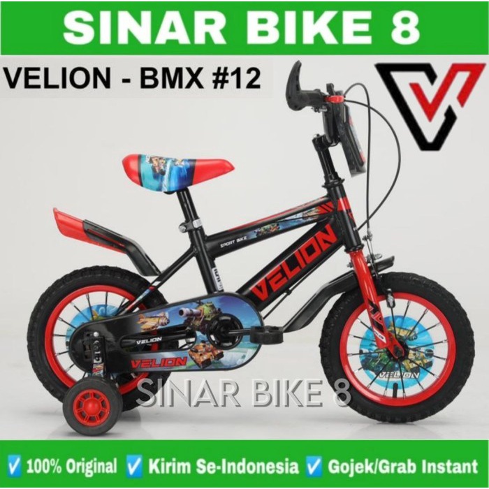 Sepeda Anak Laki Ukuran 12 Inch BMX VELION Untuk usia 2-3 Tahun