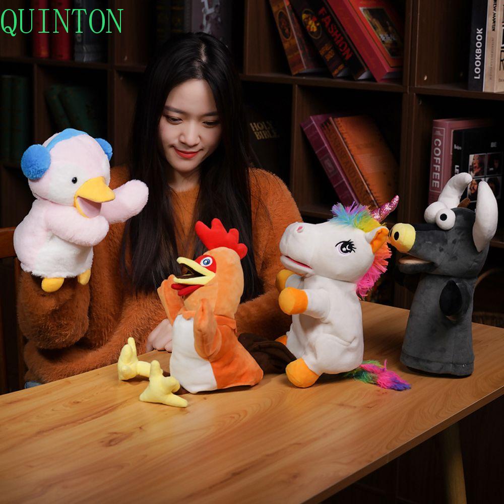 Quinton Hewan Plush Tangan Wayang Sapi Unicorn Kreativitas Mainan Anak Bermain Boneka Pertunjukan Wayang Kartun Hewan Mainan Edukasi Boneka Mainan