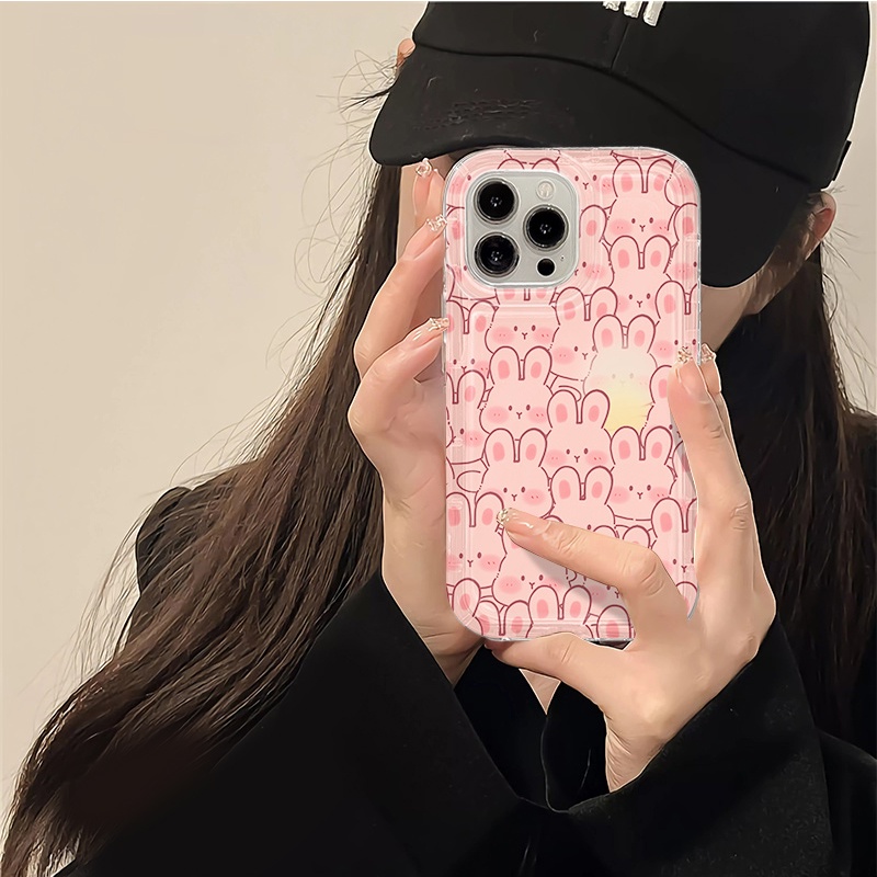 Kelinci Lucu Soft Phone Case Kompatibel Untuk IPhone Casing14 13 11 12 Pro XS Max X XR 7+ 8plus TPU Silikon Shockproof Cover