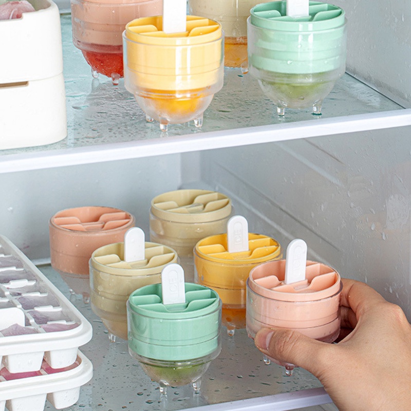 [Fitur] Popsicle Ice Hoki DIY Cetakan Musim Panas Buah Puding Membuat Cetakan Mudah-demoulding Ice Ball Kotak Dengan Tutup Lolipop Icy Sphere Freezing Cup