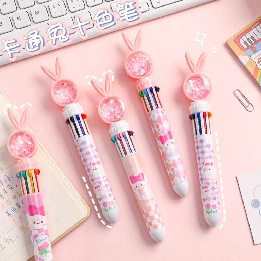 Mxbeauty Pulpen Aneka Warna Gambar Kawaii Lucu Bentuk Kelinci Bolpoin Quick Dry 0.5mm Untuk Alat Tulis