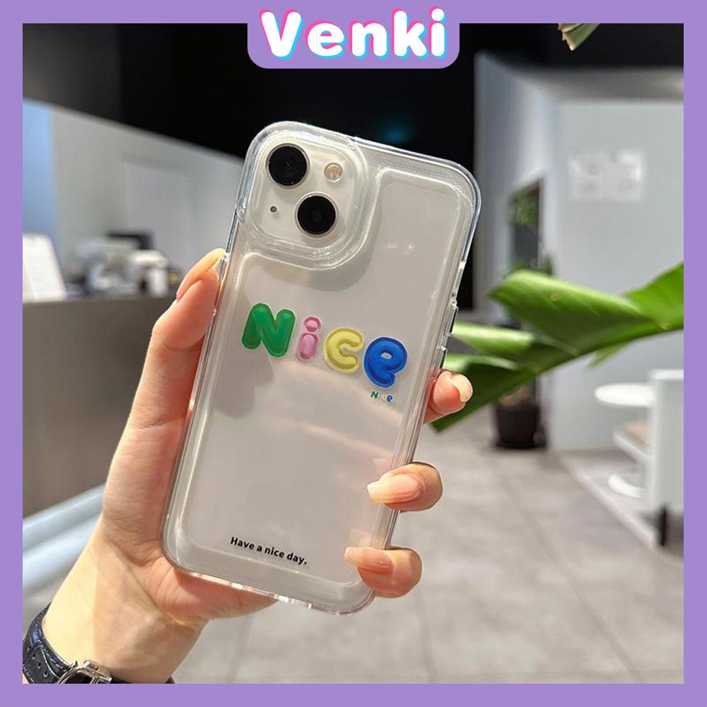 Venki - Untuk Iphone11 iPhone Case Bening Lubang Besar Space Case TPU Soft Case Shockproof Protection Camera Simple Bahasa Inggris Bagus Kompatibel Dengan Iphone14 13 Pro Max 12 Pro Max 11 xr xs