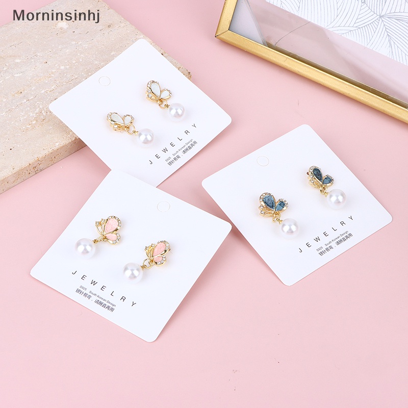 Mornin Fashion Anting Pesta Tetes Minyak Batu Zircon Mutiara Butterfly Eye Untuk Wanita id