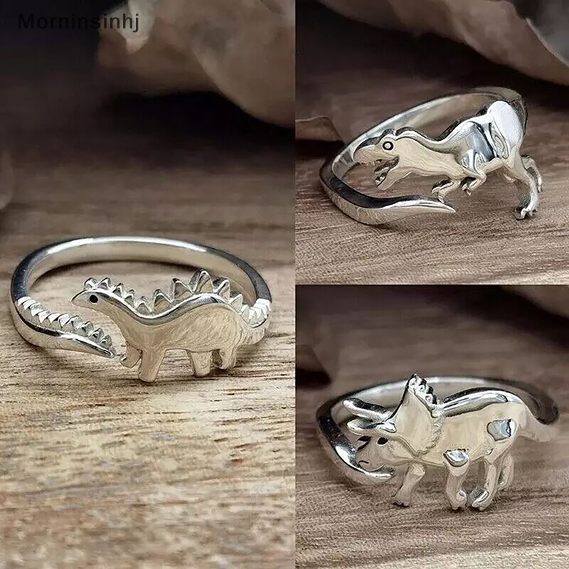 Mornin Vintage Dinosaurus Alloy Jari Cincin Retro Klasik Pembukaan Adjustable Hewan Cincin Untuk Wanita Pria Remaja Fashion Kreatif Perhiasan id