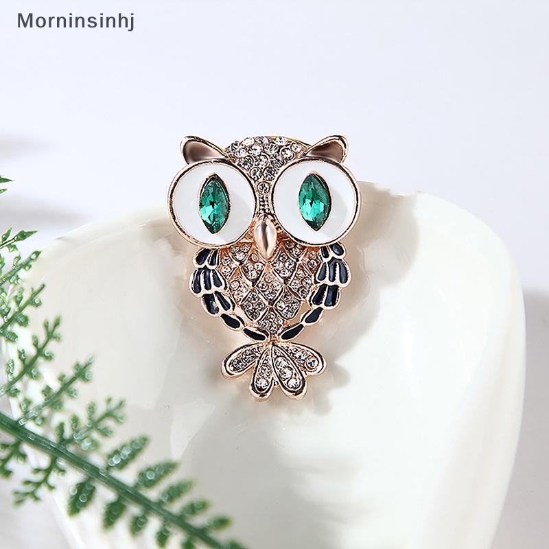 Mornin Fashion Full Berlian Drop Oil Cute Owl Bros Pin Light Bird Korsase Untuk Wanita Perhiasan Aksesoris Pakaian id