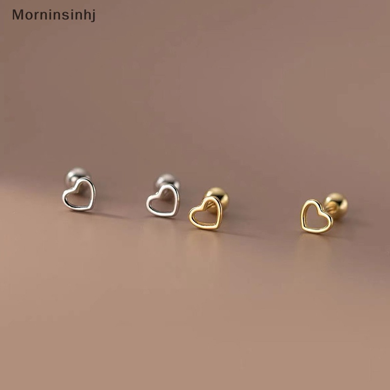 Mornin 1pasang Mode Sederhana Jantung Anting Telinga Tulang Kuku Untuk Wanita Tulang Rawan Anting Spiral Stud Earring Tubuh Perhiasan Hadiah id