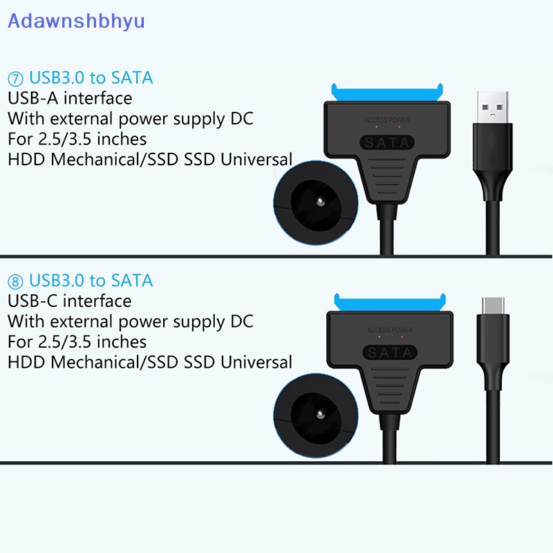 Adhyu SATA To USB 3.0 2.0/Type-C Adapter Untuk HDD Eksternal 2.5/3.5 Inch SDD Hardisk Disk Konektor Eksternal Drive Line Converter ID