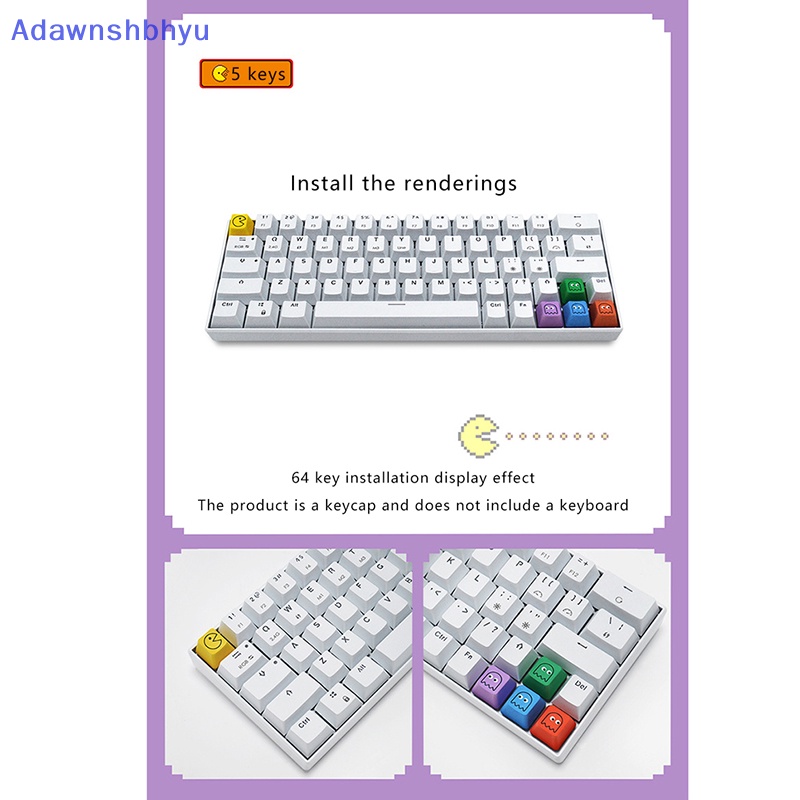 Adhyu 5pcs /Set Pbt Warna Super Mario Keycap Suplemen Pribadi Keycap Keyboard Mekanik Untuk Keyboard Gaming Mekanik Gamers Komputer Lucu Kartun Switch Key Cap ID