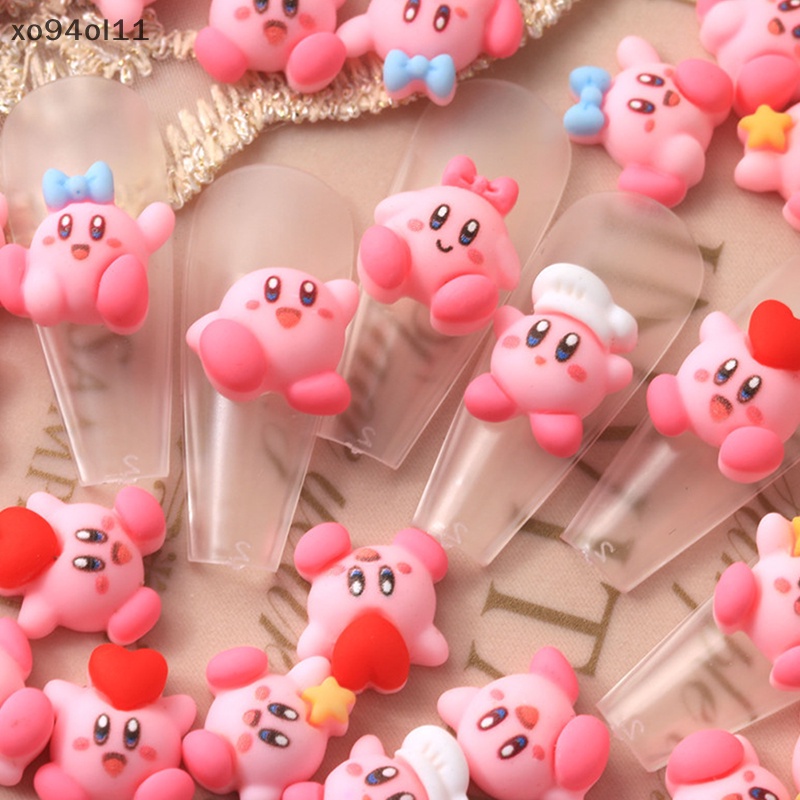 Xo 10pcs Kartun Kirby Dekorasi Nail Art Casing Ponsel Diy Klip Rambut Bahan OL