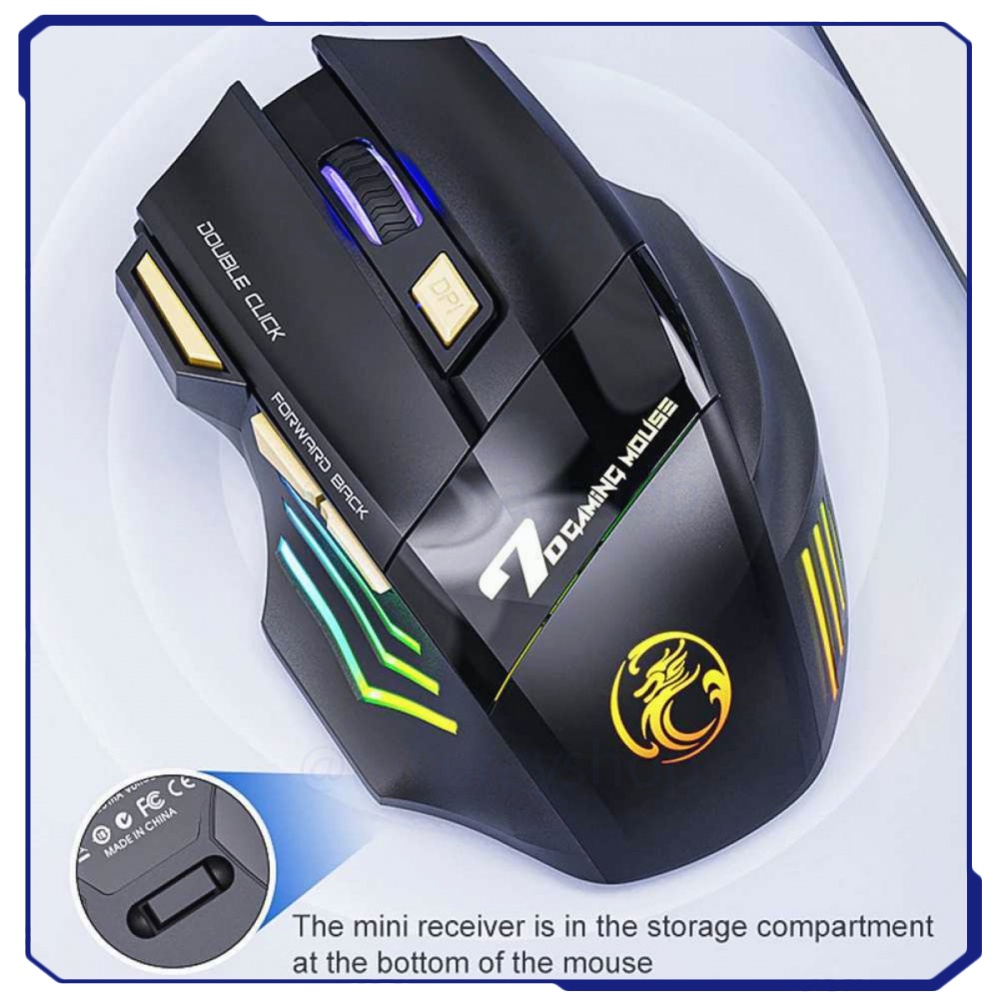 Wireless Gaming Mouse Ergonomic RGB Rechargeable 3200 DPI GW-X7