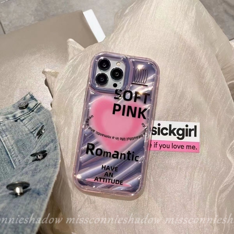 Case Kartu Laser Kreatif Kompatibel Untuk IPhone 7Plus XR 12 14 13 11 Pro MAX 6 6S 8 7 Plus X XS MAX 8Plus SE 2020 3D Stereo Kerut Romantis Mewah Dazzle Warna Cinta Hati Case