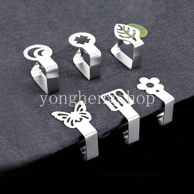 Klip Taplak Meja Stainless Steel Kreatif Kupu-Kupu Daun Bunga Berbentuk Taplak Meja Tetap Klip Piknik Pesta Pernikahan Tahan Angin Table Cover Clamp Holder