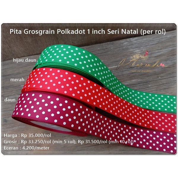 

Promo Terjangkau GNATL-128 : Pita Grosgrain Polkadot 1 inch Seri Natal (per rol)