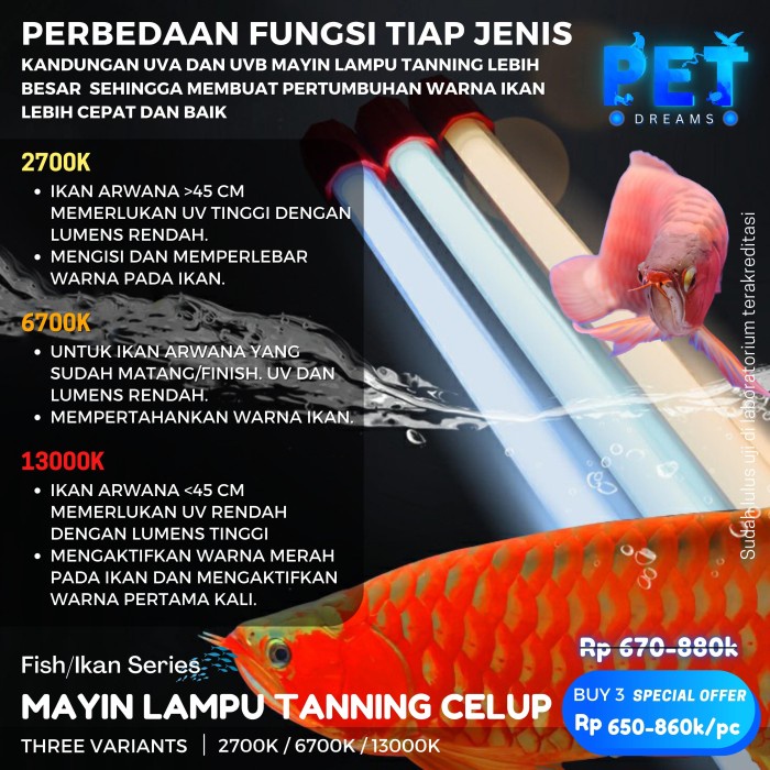 LAMPU TANING CELUP  ARWANA MAYIN INTERNATIONAL 6700K - 13000K - 2700K