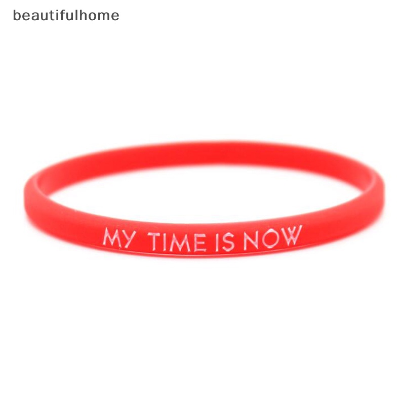 {beautifulhome} My Time Is Now Student Fashion Couple Gelang Silikon Olahraga wrist band.