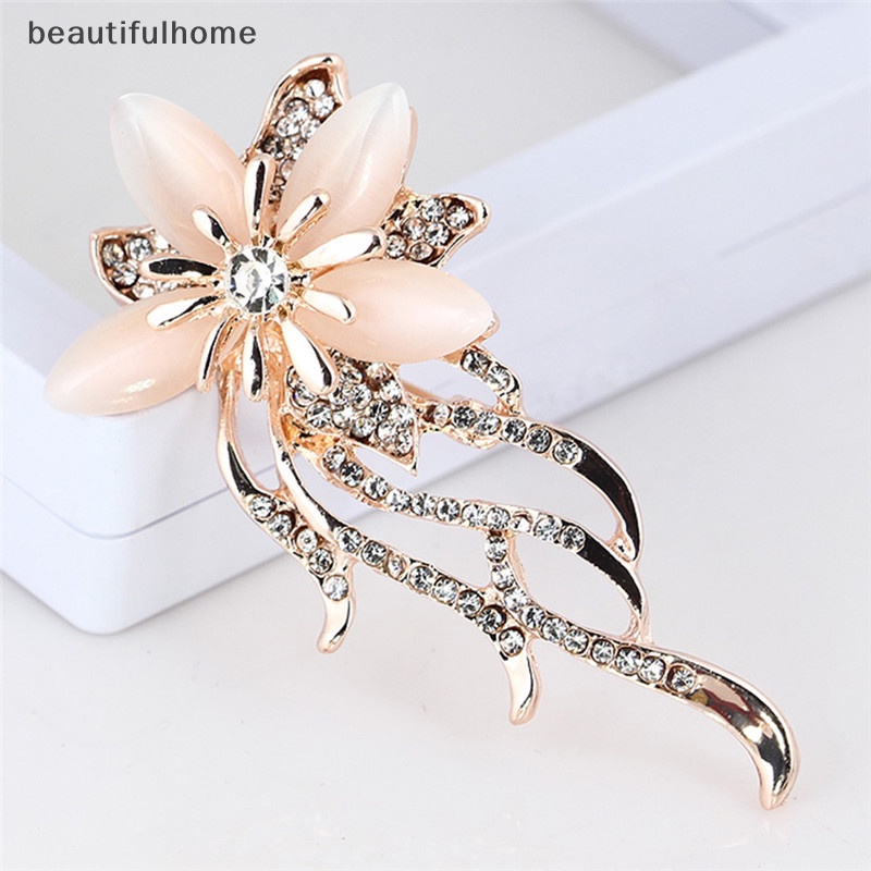 {beautifulhome} Opal Bunga Bros Berlian Imitasi Kristal Bros Pin Pesta Pernikahan Wanita Perhiasan.