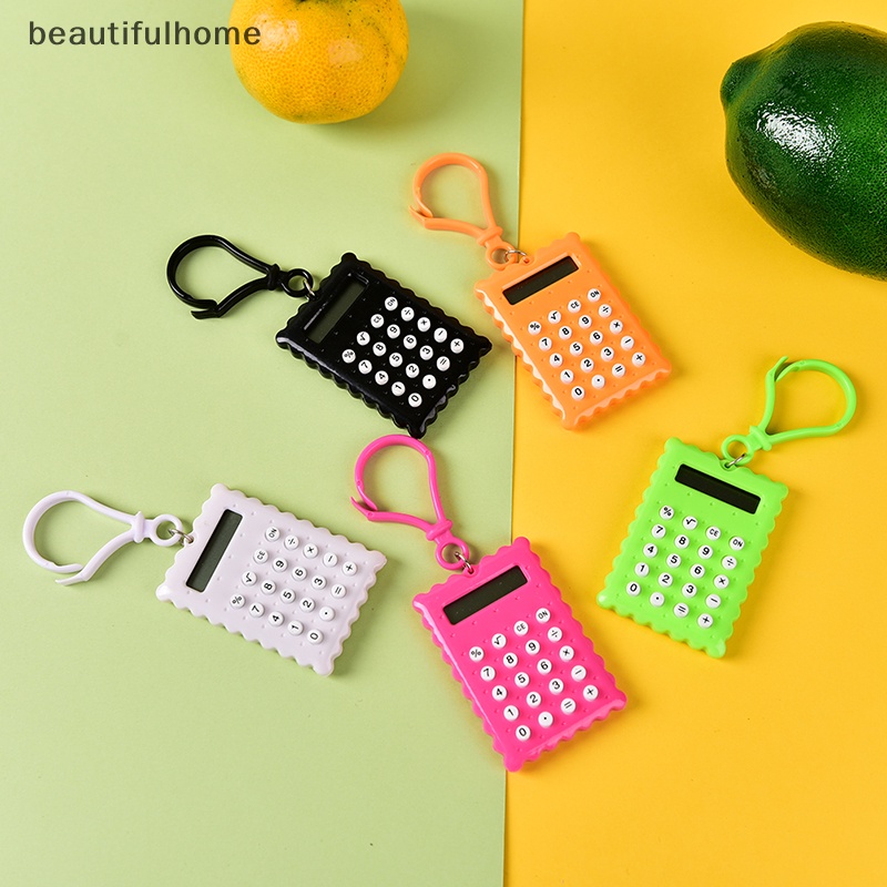 {beautifulhome} Casing Plastik 8digit Elektronik Mini Calculator Gantungan Kunci Warna Acak Pop.