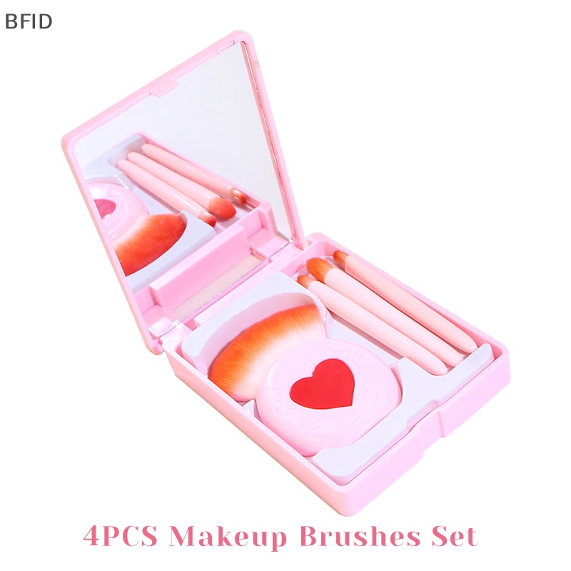 [BFID] 4pcs Set Kuas Makeup Bedak Kosmetik Eye Shadow Foundation Blush Blending Make Up Brush Rambut Lembut Dengan Cermin [ID]